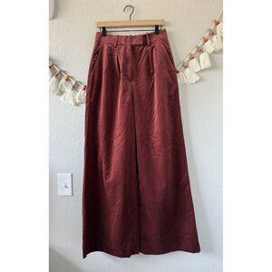 Banana Republic Veluro Velvet Relaxed Wide Leg Pant Cabin Red Careerwear NWT 4